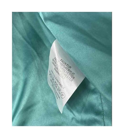Lovers + Friends NYC Faux Fur Jacket Sz M NWT $248 Sold Out Jade Green - Picture 5 of 7